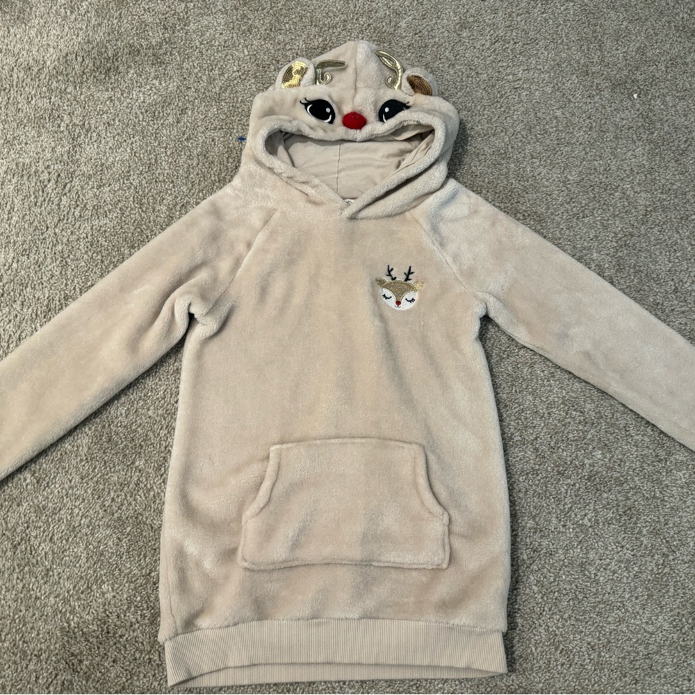 Little kids reindeer pullover w/ hood size 6/8